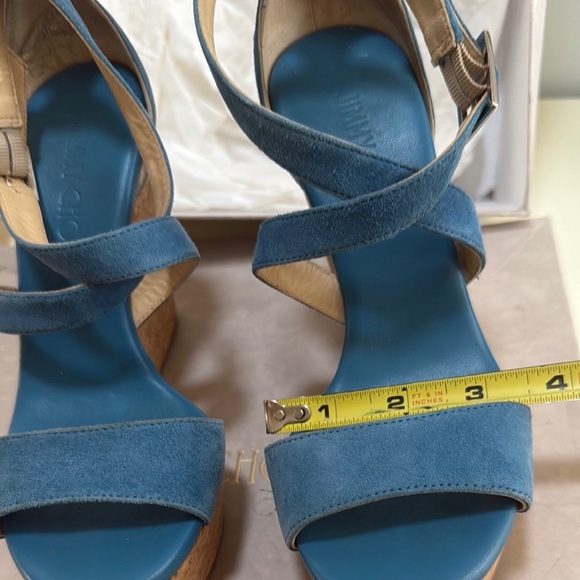 “Jimmy Choo” Women’s Wedge Sandals in Blue Suede pre-owned Size: 35 - Picture 5 of 14